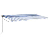 Fristående markis manuellt infällbar 600x300 cm blå/vit