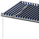 Fristående markis manuellt infällbar 600x300 cm blå/vit