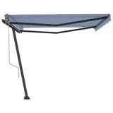 Fristående markis automatisk 400x350 cm blå/vit