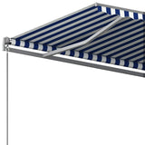 Fristående markis automatisk 400x350 cm blå/vit