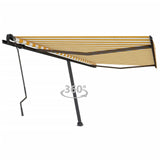 Fristående markis manuellt infällbar 450x350 cm gul/vit