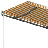 Fristående markis manuellt infällbar 450x350 cm gul/vit