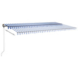 Fristående markis manuellt infällbar 600x350 cm blå/vit