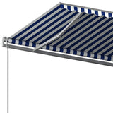 Fristående markis manuellt infällbar 600x350 cm blå/vit