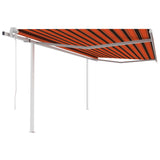 Markis med stolpar automatisk infällbar 4,5x3,5 m orange/brun