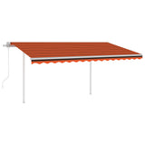 Markis med stolpar automatisk infällbar 4,5x3,5 m orange/brun