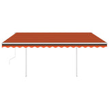 Markis med stolpar automatisk infällbar 4,5x3,5 m orange/brun