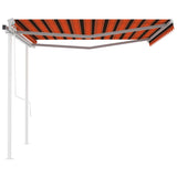 Markis med stolpar automatisk infällbar 4,5x3,5 m orange/brun