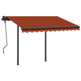 Markis med stolpar manuellt infällbar 3x2,5 m orange och brun