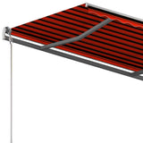Markis med stolpar manuellt infällbar 3x2,5 m orange och brun
