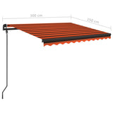 Markis med stolpar manuellt infällbar 3x2,5 m orange och brun