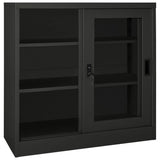 Dokumentskåp med skjutdörr antracit 90x40x90 cm stål