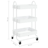 Rullvagn 3 våningar vit 43x34x79 cm stål