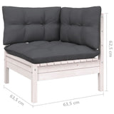 Loungegrupp med dynor 3 delar vit massiv furu