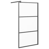 Duschvägg 100x195 cm halvfrostat ESG-glas svart