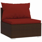Loungegrupp med dynor 5 delar konstrotting brun
