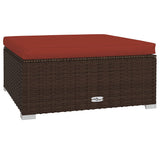 Loungegrupp med dynor 5 delar konstrotting brun