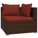 Loungegrupp med dynor 5 delar konstrotting brun