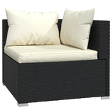 Loungegrupp med dynor 6 delar svart konstrotting