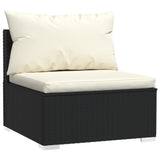 Loungegrupp med dynor 6 delar svart konstrotting