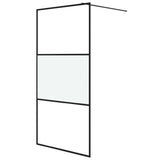 Duschvägg svart 100x195 cm halvfrostat ESG-glas