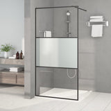 Duschvägg svart 100x195 cm halvfrostat ESG-glas
