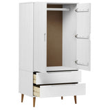 Klädskåp MOLDE vit 90x55x175 cm massiv furu