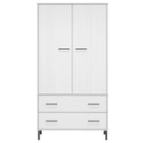 Klädskåp med metallben OSLO vit 90x55x172,5 cm massivt trä