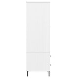 Klädskåp med metallben OSLO vit 90x55x172,5 cm massivt trä