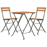 Hopfällbart caféset 3 delar massiv teak och stål