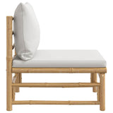 Soffa mittdel med ljusgråa dynor bambu