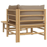 Loungegrupp för trädgården 2 delar taupe dynor bambu