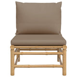 Soffa mittdel för trädgården med taupe dynor bambu