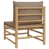 Soffa mittdel för trädgården med taupe dynor bambu