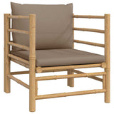 Soffa för trädgården med taupe dynor bambu
