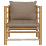 Soffa för trädgården med taupe dynor bambu