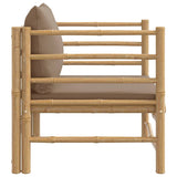 Soffa för trädgården med taupe dynor bambu