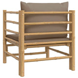 Soffa för trädgården med taupe dynor bambu