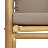 Soffa för trädgården med taupe dynor bambu