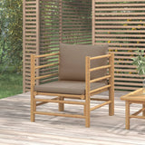 Soffa för trädgården med taupe dynor bambu