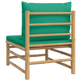 Soffa mittdel för trädgården med grön dyna bambu