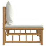 Soffa mittdel med gräddvita dynor bambu