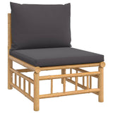 Soffa mittdel med mörkgråa dynor bambu