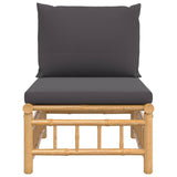 Soffa mittdel med mörkgråa dynor bambu