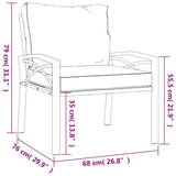 Trädgårdsstol med grå dynor 68x76x79 cm stål