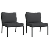 Trädgårdsstolar med grå dynor 2 st 60x74x79 cm stål