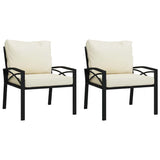 Trädgårdsstolar med sandfärgade dynor 2 st 68x76x79 cm stål