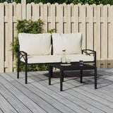 Trädgårdsstolar med sandfärgade dynor 2 st 62x75x79 cm stål