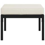 Trädgårdspallar med sandfärgade dynor 2 st 60x60x35 cm stål