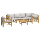 Loungegrupp 7 delar ljusgråa dynor bambu